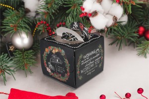 Christmas paper gift box 150x150x130 mm with window and handle - 10 pcs-5