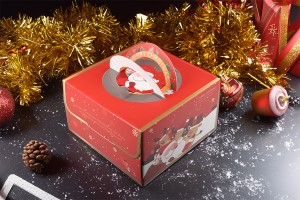 Christmas paper gift box 250x250x150 mm with handle - 10 pcs-3