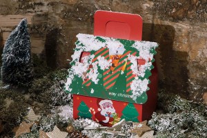 Boîte cadeau de Noël avec poignée 120 x 100 x 140 mm - 25 pcs-8