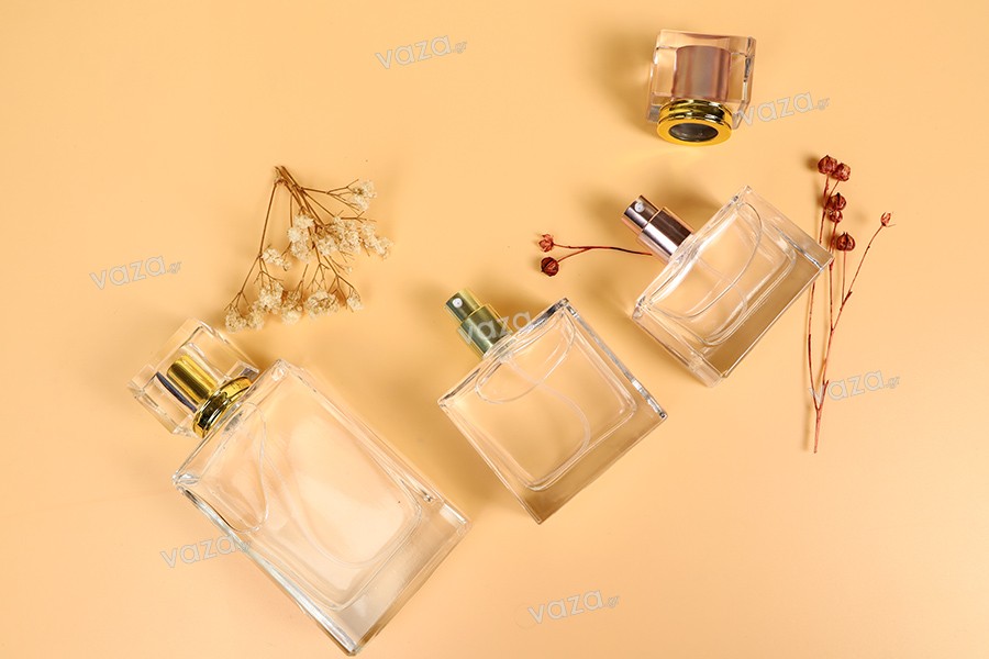 Glass perfume bottle 100 ml (PP 15) in rectangular shape