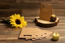 Geschenktüte aus Papier in brauner Farbe mit Klettverschluss 190x90x265 mm