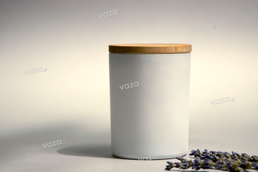 Βάζο γυάλινο 70x84 mm με ξύλινο καπάκι και λάστιχο