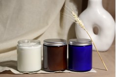 Βάζο γυάλινο καραμελέ 250 ml με καπάκι αλουμινίου και εσωτερικό παρέμβυσμα