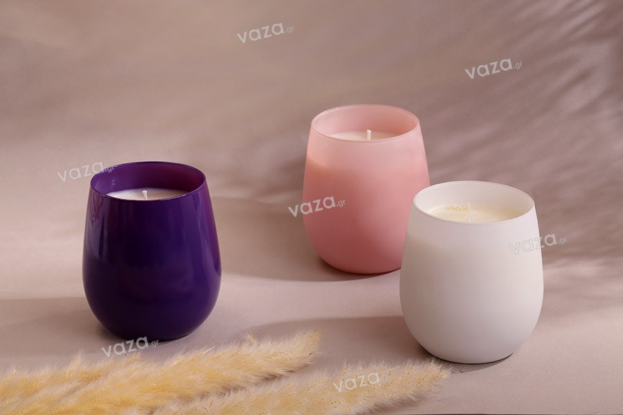 Βάζο (ποτήρι) 350 ml γυάλινο σε διάφορα χρώματα - χωρίς καπάκι