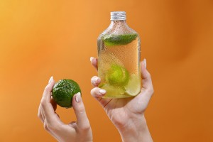 Plastikflasche (PET) transparent, 350 ml, mit Deckel für Milch, Saft, Getränke – 6 Stück-εικόνα_σύνθεση