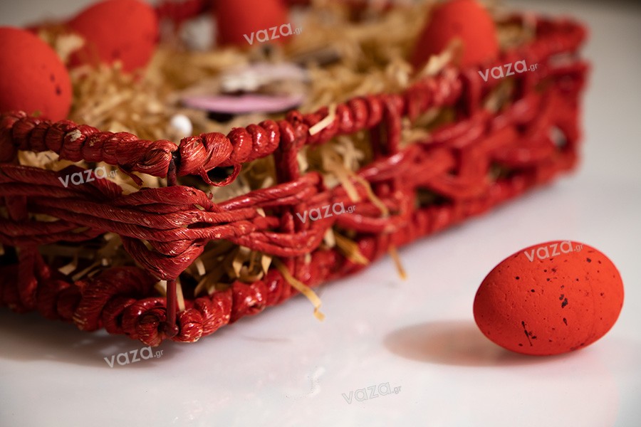 Rectangular wicker basket, maize woven with metal wire frame in many colors in size 300x200x68