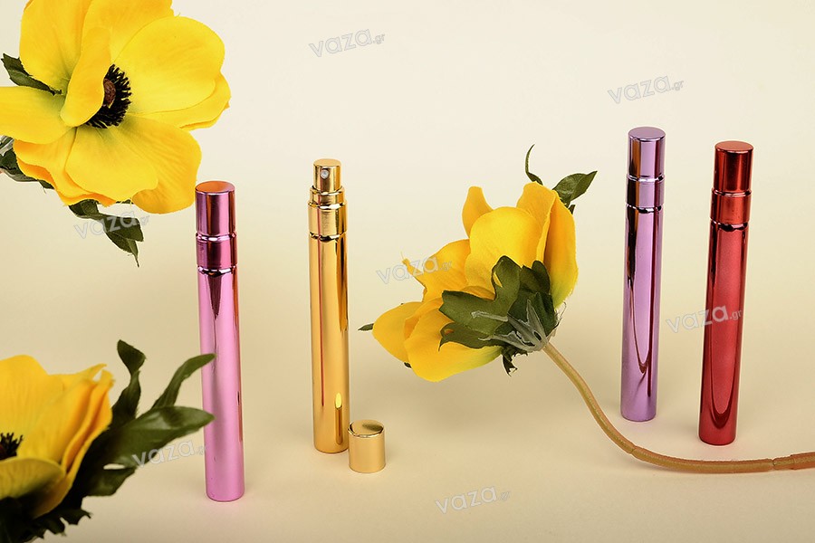 10ml aluminum coated glass perfume atomizer - available in a package with 6 pcs in different colors. 