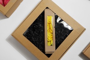 Boîte d'emballage en papier kraft avec fenêtre 300 x 300 x 70 mm - Lot de 20 pièces-7