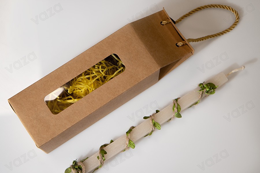 Box - Kraftbeutel mit Fenster und Kordelzug 100x80x230 - 20 Stk Box - Kraftbeutel mit Fenster und Kordelzug 100x80x230 - 20 Stk-bildgruppe