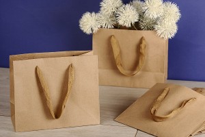 Geschenktasche aus Kraftpapier mit hellbraunem Henkel 220x100x180 - 20 Stk-3