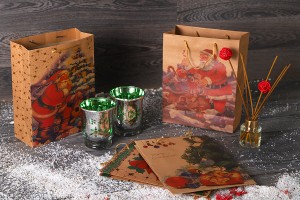 Weihnachtliche Geschenktüte mit Schnur 190x80x240 in 4 verschiedenen Designs-9