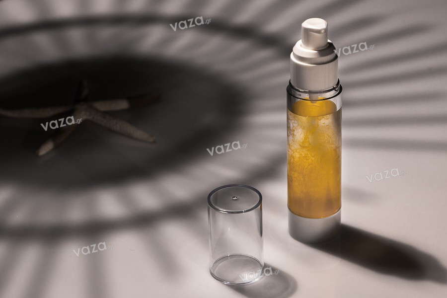 Sticlă de plastic Airless, pentru cremă, transparentă 50 ml