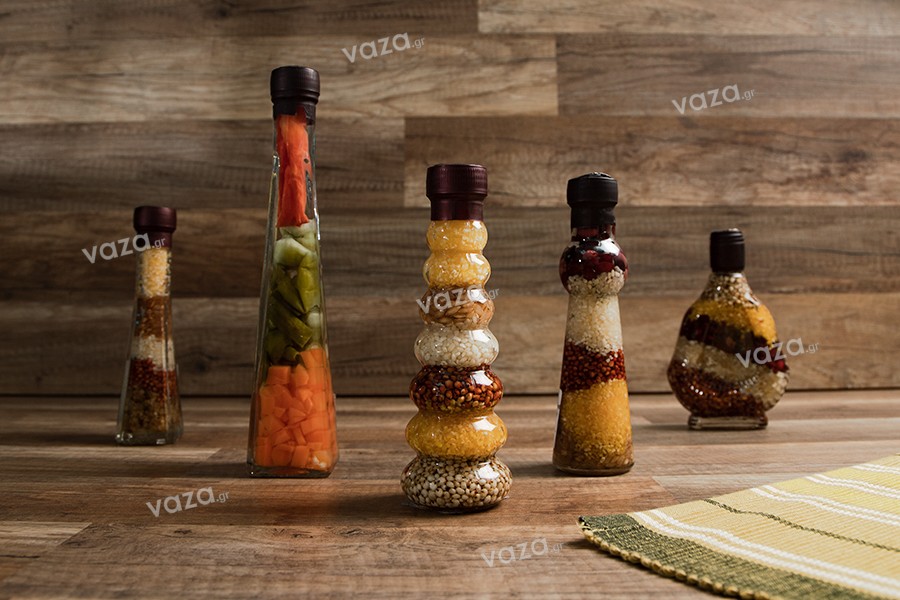 Μπουκάλι με διάφορους καρπούς γυάλινο για διακόσμηση της κουζίνας - 100  ml
