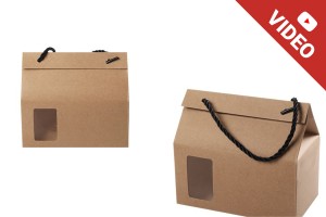 Boîte - sac en kraft avec fenêtre et cordon 180 x 100 x 160 - 12 pcs-1