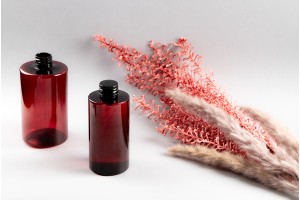 Flacon PET de 300ml cylindrique en couleur caramel (28/410) - 10 pcs-εικόνα_σύνθεση