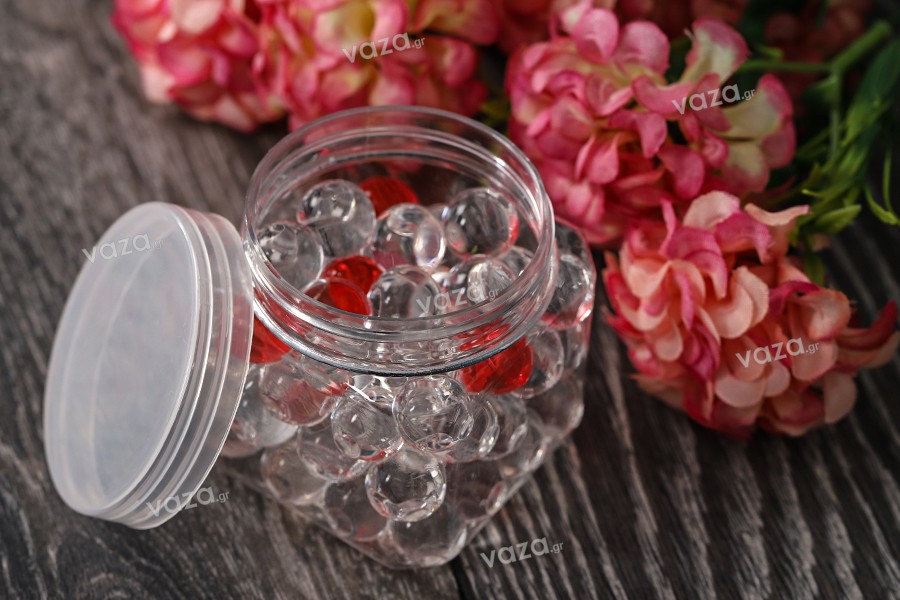 Transparent 115ml PET jar with cap in size 55x55x60 mm -available in a package with 12 pcs