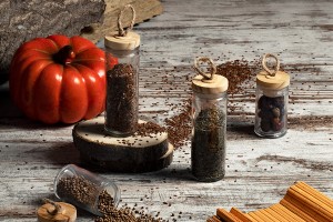 Pot rond en verre de 120ml 130 x 45 mm avec couvercle en bois et cordon-6