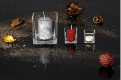 Square tealight glass holder in size 52x50 mm