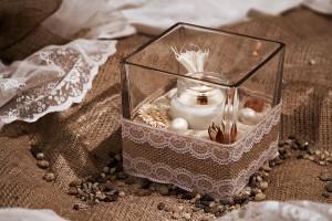 Vazo qelqi dekorative katrore për qirinj tea light 120x120 mm-imazh_grup