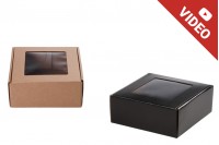 Kraft paper box with window in size 180x180x70 mm - Available in a package with 20pcs