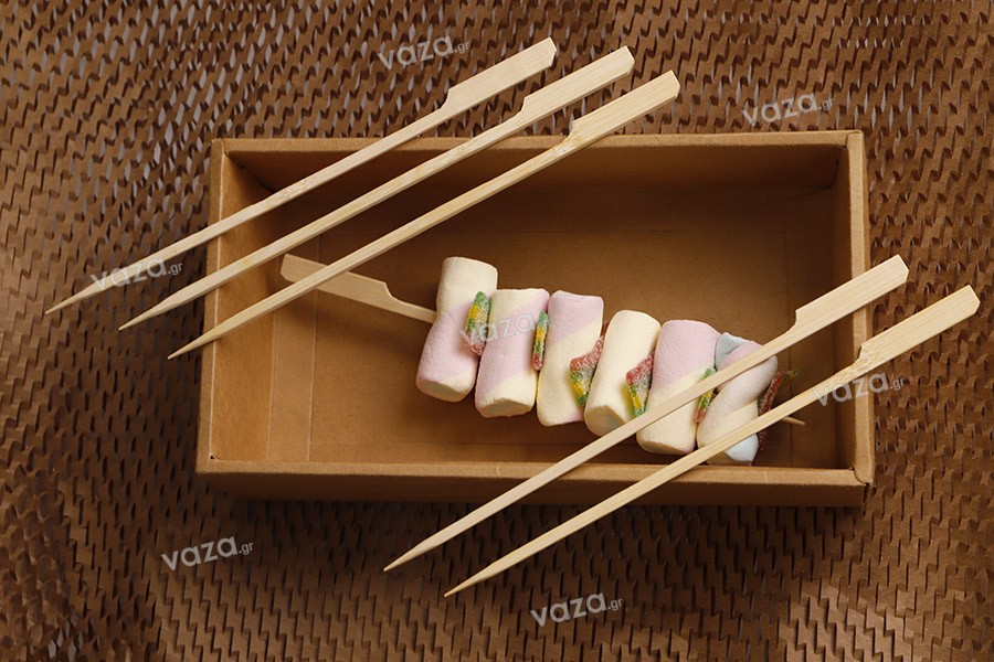 Brochettes de 180 mm en bambou avec poignée pour restauration et apéritifs - 200 pcs