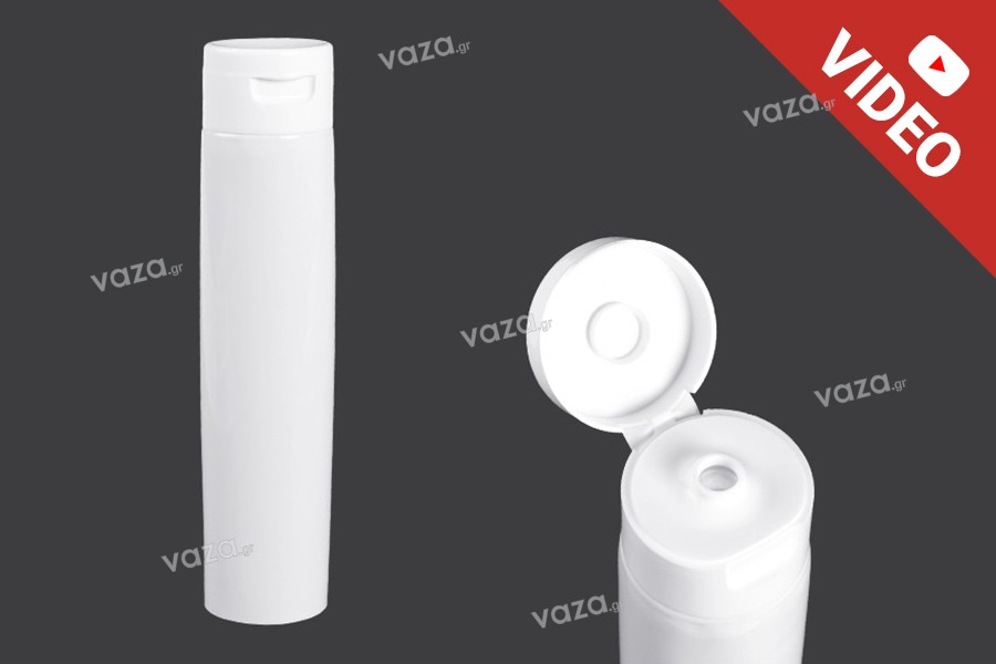 Tube plastique de 100 ml avec revêtement intérieur en aluminium et couvercle à rabat - 12 pièces