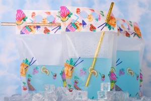 Emballage de type Doypack 450 ml transparent avec fermeture zip et trous pour la paille et le transport - 50 pcs-εικόνα_σύνθεση