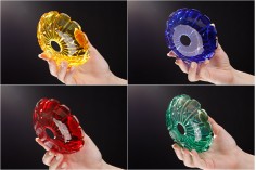 Πιατάκι γυάλινο με τρύπα στο κέντρο (26 mm) για κηροπήγια και πολυελαίους σε διάφορα χρώματα
