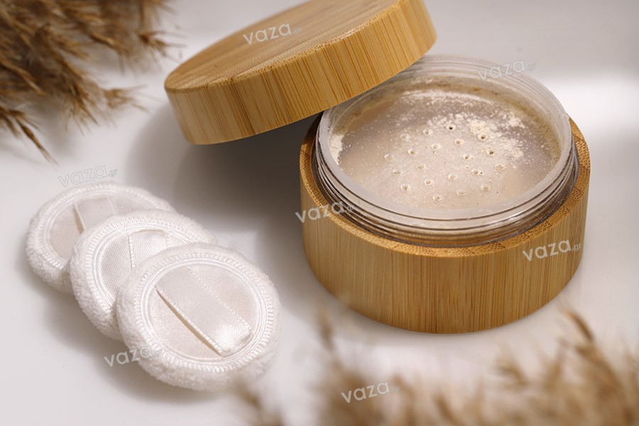 Βάζο 30 ml bamboo (ακρυλικό εσωτερικά) με κόσκινο για πούδρα και καλλυντική χρήση
