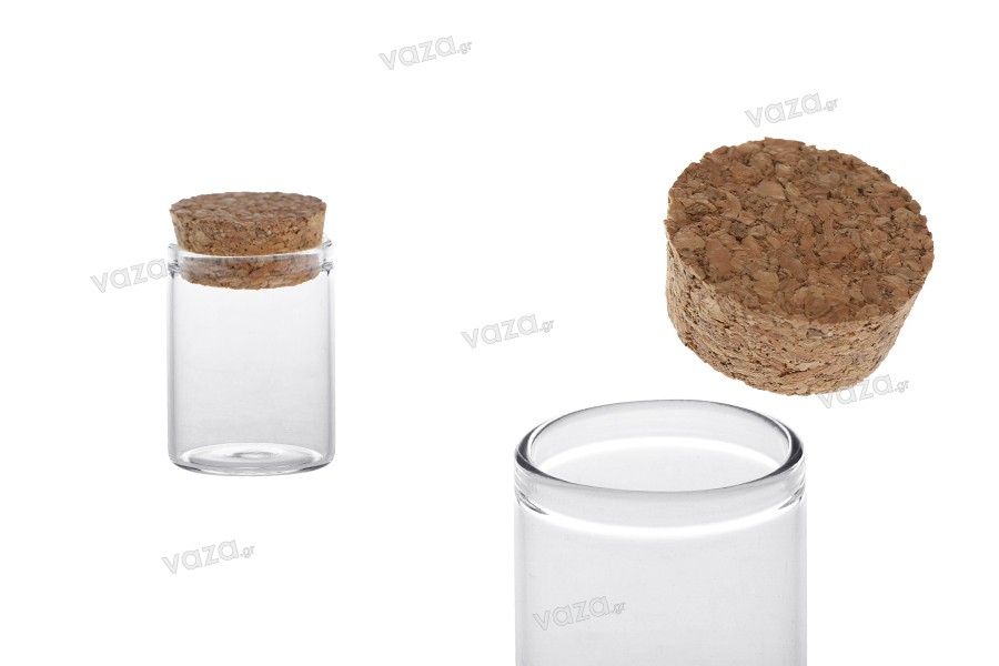 Glass jar with cork stopper - available in a package with 12 pcs