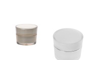 5ml luxury round acrylic cream jar with inner seal in cap and a plastic cover on the jar – available in a package with 10 pcs