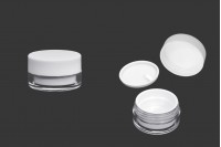 Jar 15 ml acrylic in white color with inner gasket on the lid and plastic in the jar - 6 pcs