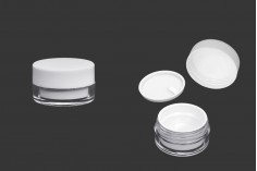 White 15ml acrylic jar with sealing disc and EPE liner inserted in the cap - available in a package with 6 pcs