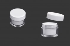 White 30ml acrylic jar with sealing disc and EPE liner inserted in the cap - available in a package with 6 pcs