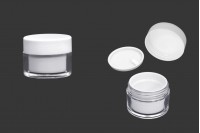Jar 30 ml acrylic in white color with inner gasket on the lid and plastic in the jar - 6 pcs