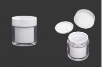 Jar 50 ml acrylic in white color with inner gasket on the lid and plastic in the jar - 6 pcs