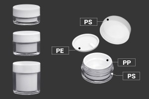 Petit pot en acrylique de 15ml de couleur blanche avec joint intérieur sur le couvercle et plastique sur le pot - 6 pcs-6