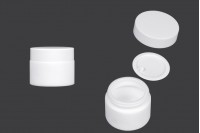 50 ml matte white glass jar with cap, sealing disc and EPE liner inserted in the cap 