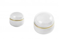 30ml white glass jar with inner seal in cap and a plastic cover on the jar
