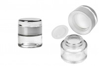 Round 30ml glass cream jar with elegant acrylic cap with plastic sealing disc