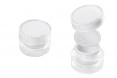 30ml luxury round acrylic cream jar with inner seal in cap and a plastic cover on the jar - available in a package with 12 pcs