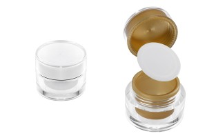 Petit pot rond de luxe de 5ml en acrylique avec joint intérieur sur le couvercle et plastique sur le pot - 12 pcs-εικόνα_σύνθεση