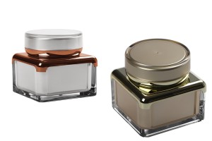 Luxus 50 ml Acrylglas, doppelt mit innerem Dichtungsdeckel und Plastikglas-photo_produit