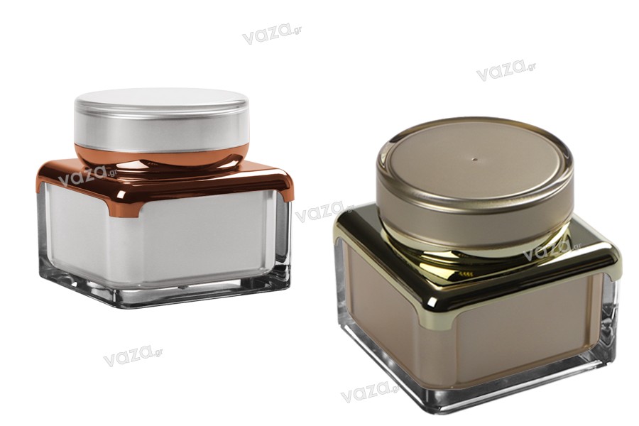 Luxury 50ml double wall acrylic cream jar with sealing disc and EPE liner inserted in the cap