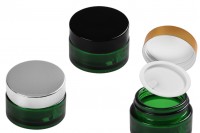 Flacon en verre de 50ml vert avec joint en plastique sur le pot et à l'intérieur du bouchon