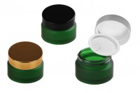 Βαζάκι γυάλινο 20 ml πράσινο αμμοβολής με πλαστικό παρέμβυσμα στο βάζο και εσωτερικό στο καπάκι