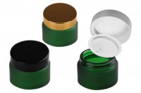 Βαζάκι γυάλινο 30 ml πράσινο αμμοβολής με πλαστικό παρέμβυσμα στο βάζο και εσωτερικό στο καπάκι