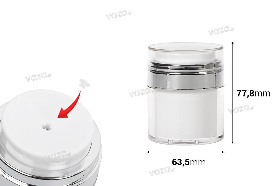 Vasetto in acrilico airless 50 ml con tappo trasparente