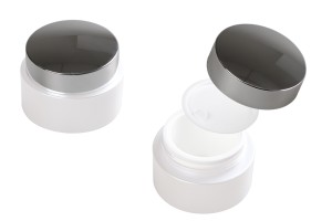 Vasetto in plastica da 50 ml, in colore perla bianca con tappo in argento satinato, guarnizione interna sul tappo e plastica nel vasetto-εικόνα_προϊοντική