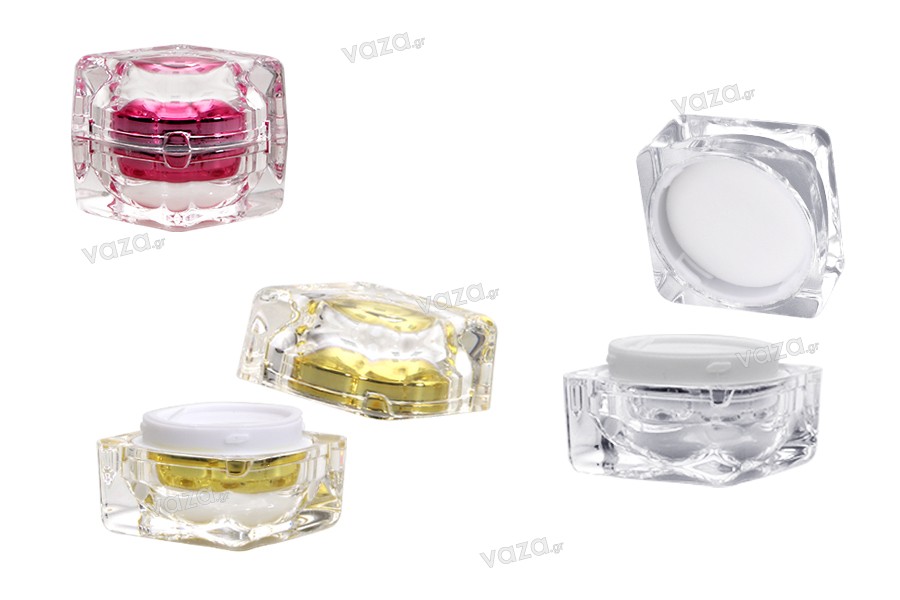Luxury 15ml acrylic cream jar with sealing disc and EPE liner inserted in the cap.  